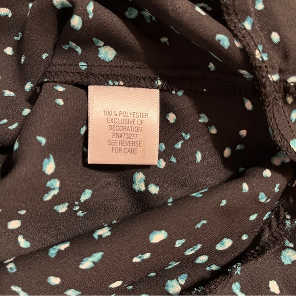 Apt. 9 Women’s M Black and Teal Speckled 3/4 Sleeve Blouse - Picture 3 of 8